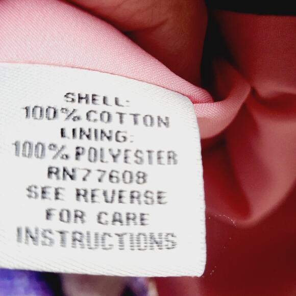 J Peterman Purple Cherry Blossom Cotton One Button 3/4 Sleeve Jacket NWOT Size 4 - Picture 10 of 11